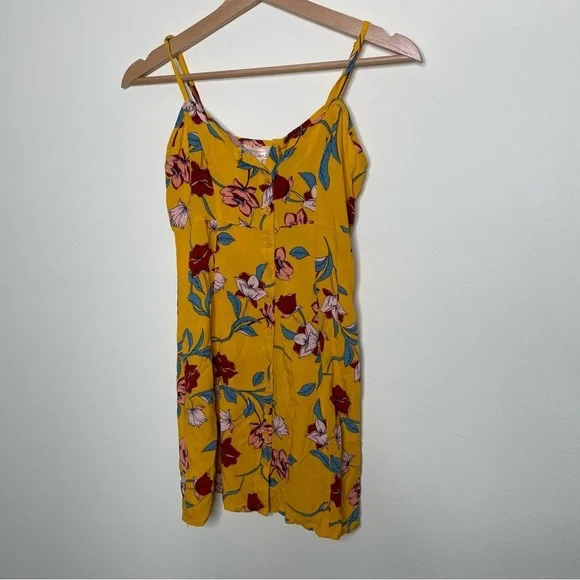 band of gypsies mini dress BAND OF GYPSIES Blue Multicolor Floral Crinkle Fabric Mini Dress XS Laced Sides